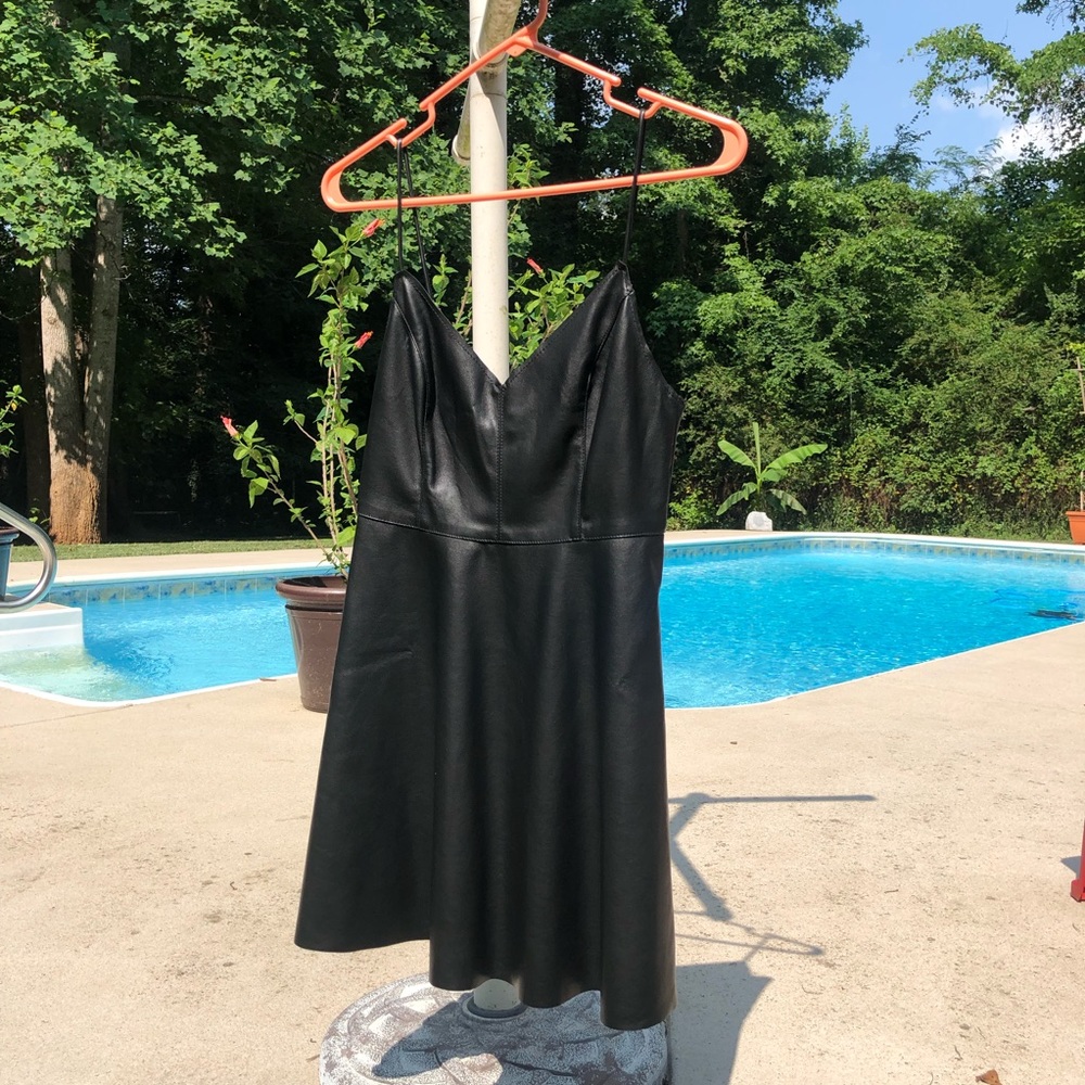 Faux Leather Skater Dress